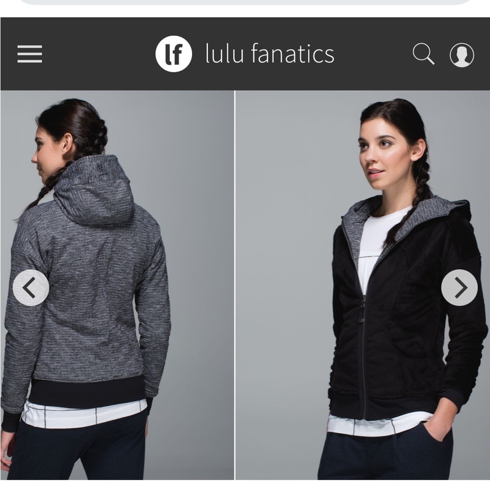 Lululemon Embrace Hoodie Luscious Reversible Sherpa Jacket Sz 8 Coco Pique Black